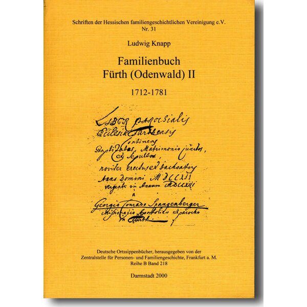 Familienbuch Fürth (Odenwald) Band II 1712-1781